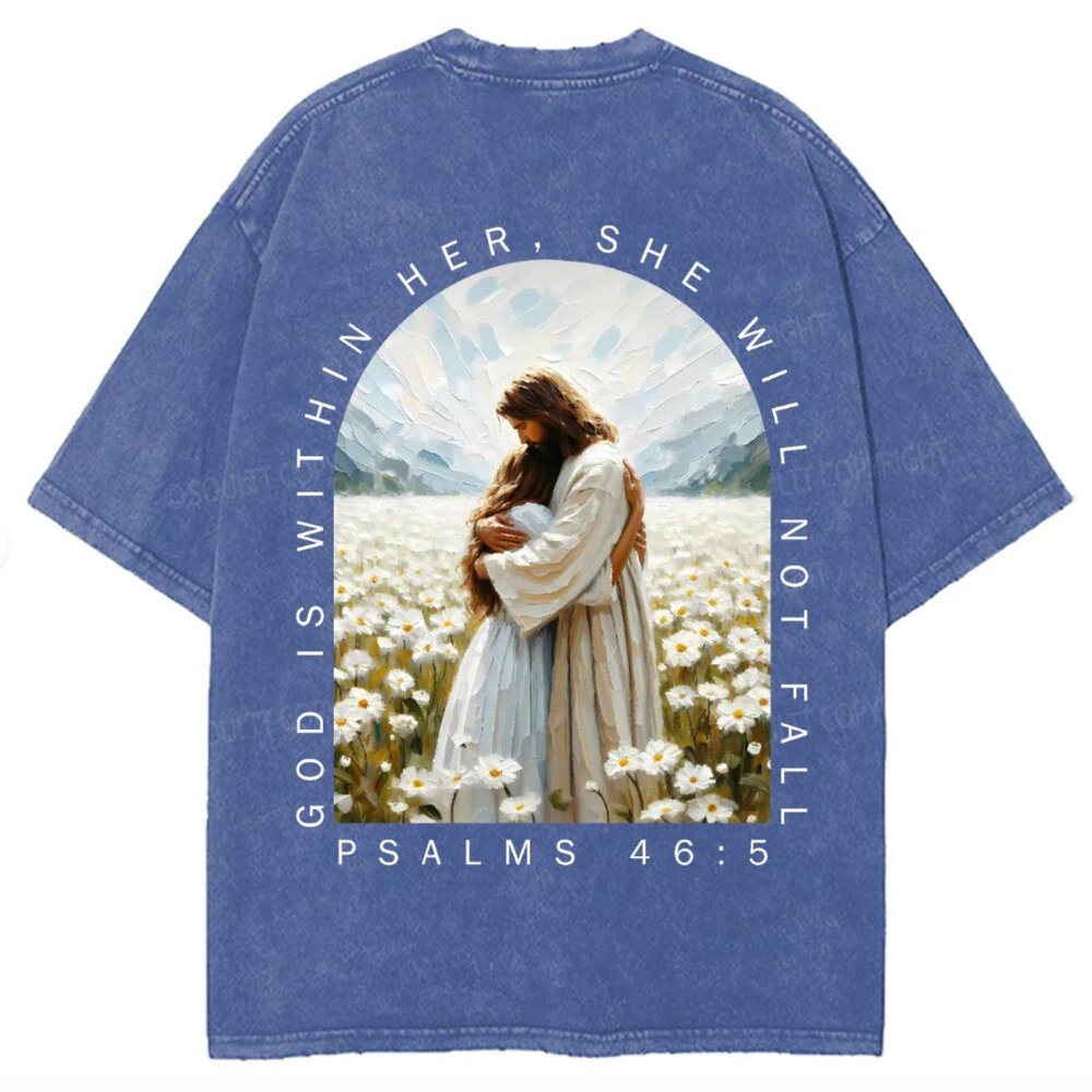 BRAND NEW God Is Within Her Double Sided Unisex Washed Christian T-shirt